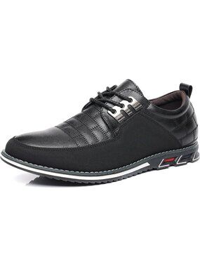 Men's Black Grid Textured Lace-Up Two-tone Flexible Derby Oxfords Dress Sneaker